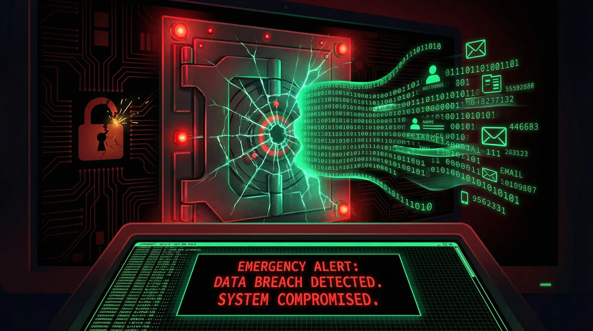 数据泄露事件紧急警报界面